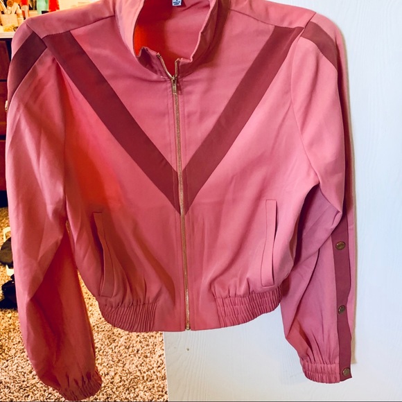 Fashion Nova Cropped Bomber Jacket Mauve - Picture 2 of 5